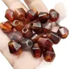 Ágata Roja Pulida Agujero Grande Jade Cuentas Sueltas Mate Escarchado Multifacético Barril Cuentas Pulsera Joyería Accesorios Cuentas