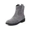 Novas Botas de Cano Curto de Veludo Fosco Salto Quadrado Baixo Salto Botas Casuais Tamanho Grande 40-43 Sapatos Botas de Exportação