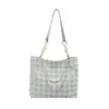 Bolsa Feminina 2026 Nova Tendência Moda Xadrez Grande Capacidade Bolsa Tote de Ombro Estilosa com Laço