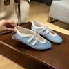 ZA plata Nuevos Zapatos de Mujer Estilo Francés Vintage Zapatos Mary Jane para Mujer Velcro Casual Zapatos de Ballet de Satén Zapatos Planos