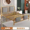 Cama de ferro forjado, cama estofada dupla moderna minimalista, cama macia com encosto para uso doméstico, cama de ferro individual de 1,35m para apartamentos de hóspedes
