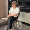 Ropa de Mujer Europea y Americana Transfronteriza Aliexpress Ins Popular de Venta Caliente Cárdigan de Punto de Manga Corta Moda Ajustado Cuello Redondo