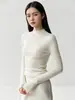 ¡Rey del Boca a Boca! Suéter de Punto Grueso de Lana 100% Peinada de Alto Hilo para Mujer, Cuello Alto, Ajustado, Cálido, Camisa para Capas Interiores