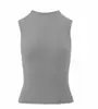 Colete Sem Manga com Gola Alta para Mulheres, Top Tricotado Estilo Verão Hot Girl, Camisa Clássica com Listras Caneladas Slim Fit para Mulheres