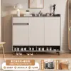 Zapatero de madera maciza para puerta de entrada del hogar, armario de entrada interior, armario de almacenamiento de gran capacidad, zapatero de balcón integrado