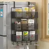 Estante de Almacenamiento Lateral para Refrigerador Estante para Suministros de Cocina Estante Colgante de Pared Lateral Multicapa para Botellas de Especias Película Adhesiva Sin Perforaciones