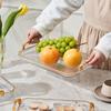 Prato de frutas transparente com borda dourada estilo luxo leve, plástico PET, prato para guardar miudezas de mesa, prato para temperos de cozinha, prato