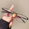 Nuevas gafas de vista para hombre de estilo business sencillo con un toque de alta gama, montura cuadrada de metal, protección contra la luz azul y disponibles con lentes graduados