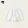 Roupas Infantis Yingsibo Verão Novo Leve Casual Calças Respirável Shorts para Meninas Vazado Laço Calças para Meninas