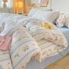 Sábana de cama de hilo de doble capa, funda nórdica de algodón lavado de cuatro piezas, textiles para el hogar Nantong, funda nórdica de tres piezas, sábana ajustable al por mayor