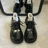 Zapatos de cuero negros para mujer estilo británico, nuevos zapatos populares de otoño 2026 que aumentan la altura, zapatos de charol JK, mocasines de suela gruesa