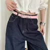 Cinto rosa de metal com fivela personalizada estilo coreano para mulheres, acessório de nicho de alta qualidade para o dia a dia, adequado para combinar com jeans e como acessório decorativo