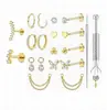 Novos Piercings Labret e de Osso da Orelha de Aço Inoxidável com Rosca Interna Transfronteiriços com Hastes de 6-12mm e Múltiplas Cabeças de Reposição, Joias para Piercing em Estoque