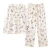 Nuevo conjunto de dos piezas de algodón puro Xiyue para lactancia y dormir, dulce, de manga larga, para maternidad en otoño, absorbente de sudor y transpirable