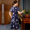 Vestido cheongsam elegante de manga corta con nuevo estilo mejorado de verano 2023 para madres de mediana edad y mayores, estilo étnico para mujeres
