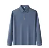Camisa Polo de Negocios Sin Costuras Antibacteriana Antiarrugas 7A Unisex Top Casual para Empresa Manga Larga Solapa