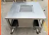 Mesa de barbacoa sin humo de acero inoxidable engrosado con tres cajas de carbón, adecuada para uso comercial, autoservicio, campamento al aire libre y venta ambulante