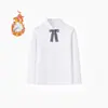 Camisa Branca Forrada com Fleece para Meninos, Fabricante com Estoque, Roupa de Performance Branca Espessa para Meninas Outono e Inverno, Camisa Térmica Infantil