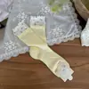Calcetines de Encaje Floral para Mujer, Calcetines de Media Pantorrilla, Calcetines de Algodón Delgados de Verano, Calcetines Holgados Transpirables de Malla Estilo Japonés