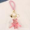 Boneca Coelha de Cinto Fofo Chaveiro de Carro Coelho de Desenho Animado com Sino e Laço Acessórios Decoração de Bolsa de Casal