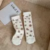 Meias de coral fleece infantis para pais e filhos Inverno 3-12 anos rosto sorridente biscoitos de chocolate sem calcanhar sem fiapos meias para dormir