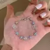 Flores Cristalinas~Pulseira de Resina Floral com Zircônia Leve Luxo Temperamento Toque de Alta Classe Pulseira Joia de Mão Exquisita da Moda para Mulheres