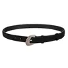 Cinturón de Gamuza Estilo Melard para Mujer con Hebilla Curva Plateada Mate, Cinturón Fino de Cuero para Combinar con Abrigos y Jeans, Cinturón Decorativo