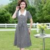 Chiffon vestido de manga curta mãe usar verão nova meia-idade roupas femininas elegante estilo ocidental vestido midi floral para as mulheres