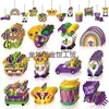 Decorações de Madeira Penduradas para Carnaval Transfronteiriço em Roxo, Verde e Amarelo Adequadas para Decorações de Carnaval e Suprimentos para Festa de Fazenda