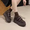 Zapatos de Plataforma Ligeros de Suela Gruesa 2026 Otoño Nuevo Estilo Para Personas Bajas Que Buscan Verse Más Altas Velcro Cuero Genuino Tejidos Zapatos Casuales