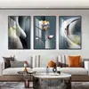 Pintura Decorativa en Spray para Sala de Estar con un Toque de Lujo Ligero y Sensación de Alta Gama, Pintura para Colgar de Fondo de Sofá, Tríptico de Arte de Pared Grandioso y de Alta Clase