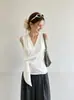 Camisa sin mangas de estilo francés, moderna y versátil, con lazada en la cintura, escote en V para verano, entallada a la cintura, de alta gama, estilo clásico elegante para el trabajo