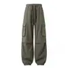 Pantalones casuales deportivos funcionales estilo japonés Hanlu para hombre, temporada de otoño, con grandes bolsillos tridimensionales, corte holgado, pantalones largos estilo jogger