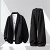 Conjunto de Terno Masculino Formal de Duas Peças, Jaqueta de Terno Nova Estilo Lapela Lisa, Calça Reta Solta Casual para a Estação Outono e Primavera
