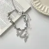 Design de Nicho Flash Diamante Zircônia Borboleta Pérola Gola Franja Colar de Luxo Leve Gargantilha Temperada Corrente da Clavícula