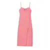 Saia Midi Longa Xadrez com Alça de Ombro Fenda nas Costas Sem Costas Novo Estilo Europeu e Americano Feminino Za Dress Aliexpress Transfronteiriço
