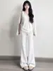 Calça esportiva feminina pantalona, novo estilo coreano outono 2026, casual e relaxada, adequada para baixinhas, com efeito emagrecedor e de caimento