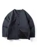 Cardigan Retro Americano sin Cuello Chaqueta de Algodón Estilo Japonés Holgada Casual Gruesa Acolchada Casual Holgada Chaqueta de Cuero para Hombre
