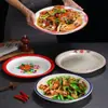 Pratos Especiais para Churrasco para Restaurantes de Churrasco, Estilo Nostálgico para Espetinhos de Churrasco e Espetinhos Fritos, Pratos Redondos Florais Grandes Estilo Nordestino, Louças Retro Comerciais