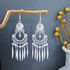 Pendientes con borlas de plata estilo étnico Miao, pendientes con borlas de turquesa bohemios, pendientes con atracciones turísticas de minorías étnicas