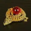 Adornos de dragón dorado de cinco garras de aleación pueden ser móviles para ganar dinero Manillar de dragón chino Decoraciones de escritorio para oficina en casa