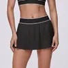 Saia plissada transfronteiriça, leggings respiráveis, secagem rápida, anti-exposição, saia curta fitness de cintura alta para esportes de corrida, conjunto de saia de tênis