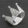 Corona de decoración para tartas de cumpleaños infantiles, corona pequeña con perlas y diamantes de imitación de plata dorada, accesorios para hornear