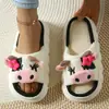 Pantuflas de Punta Abierta al por Mayor Precio Especial Pantuflas de Algodón Lino para el Hogar para Mujeres Antideslizantes de Interior Suela Gruesa Primavera y Otoño Pantuflas para Todas las Estaciones