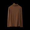 Tangge Otoño e Invierno Cachemira Rayas Verticales Forro Polar Cálido Cuello Alto Camiseta Base Ropa Interior para Mujer Cuello de Pelo Camiseta Base Alta Elasticidad