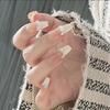 Uñas Portátiles Estilo Francés con Diseño de Mariposa Brillante, Arte de Uñas Portátiles Hecho a Mano, Set de 24 Piezas, Fuente Directa