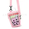 Nuevo Estilo Dopamina Lindo Patrón de Té de Burbujas Perla Cartera Creativa de Lona para Monedas Bolso Cruzado para Teléfono Móvil Mochila Pequeña