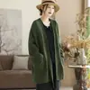 Jaqueta de Algodão e Linho de Comprimento Médio Estilo Harajuku para Mulheres, Estilo Primavera e Outono, Estilo Zen Retrô, Jaqueta Solta e Relaxada de Linho Tencel para Mulheres