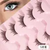 5 Pares de Pestañas Postizas Transfronterizas, Mitad de Pelo y Completas, Productos Populares de Exportación, Rizadas y Densas, Negro Brillante Nuevo