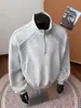 Moletom Pulôver Americano Desconstruído com Meio Zíper para Homem no Inverno com Forro de Lã e Espessado Cleanfit Silhueta Pesada Jaqueta com Gola Alta